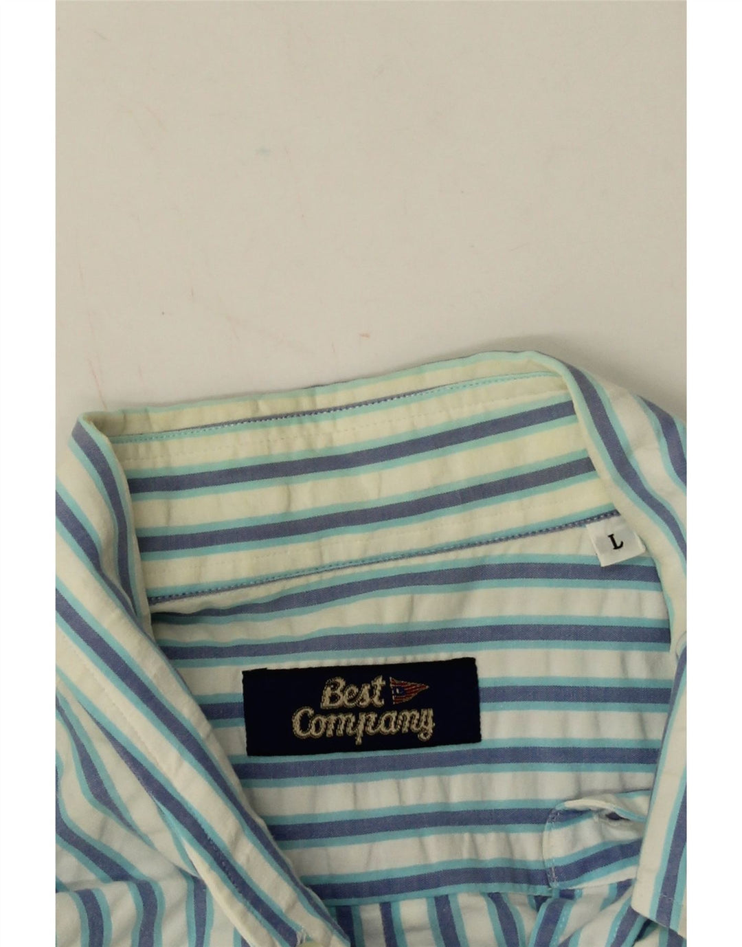 Camisa masculina Best Company grande algodão listrado azul