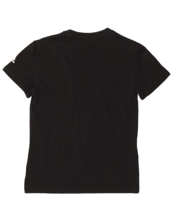 ADIDAS Womens Graphic T-Shirt Top UK 8/10 Pequeno Algodão Preto
