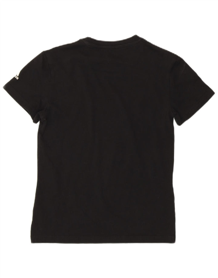 ADIDAS Womens Graphic T-Shirt Top UK 8/10 Pequeno Algodão Preto