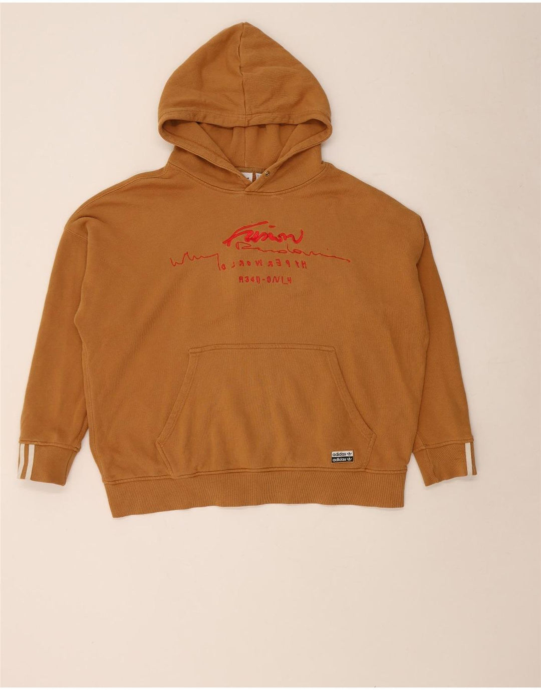 Suéter com capuz Adidas feminino gráfico oversized UK 20 2XL marrom