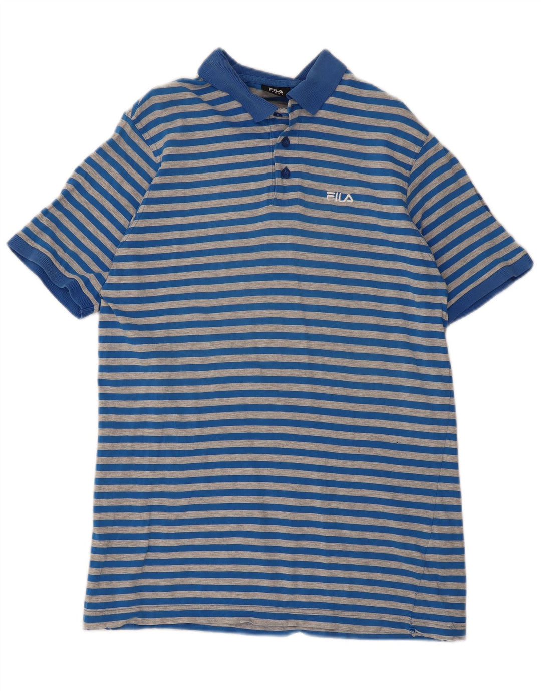 Camisa polo masculina Fila grande algodão listrado azul