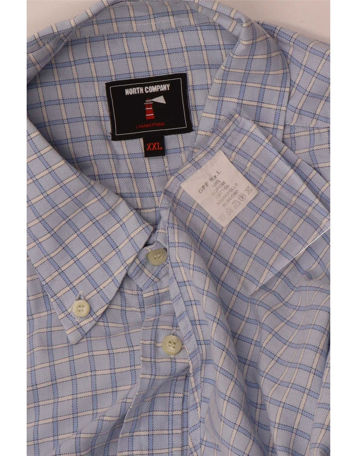 Camisa masculina vintage 2XL algodão xadrez azul
