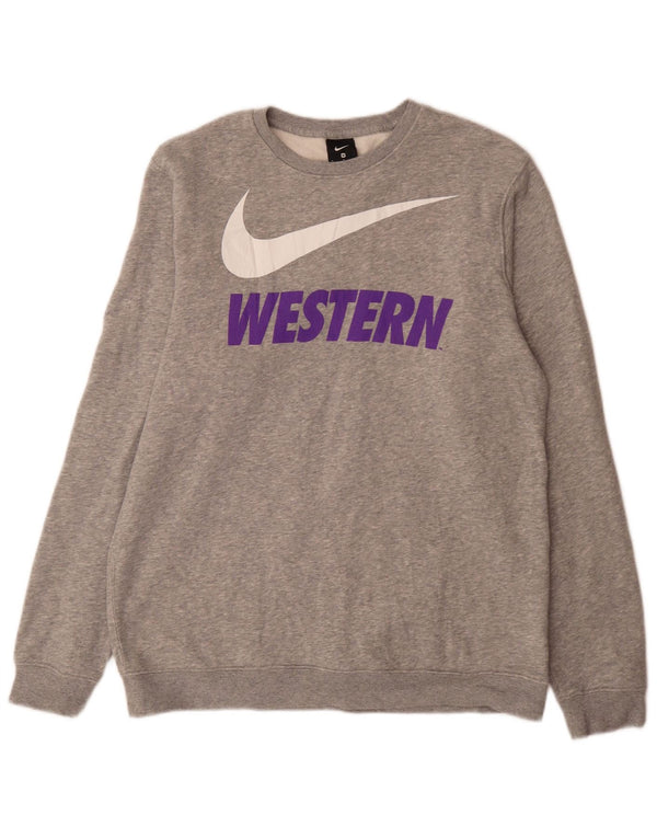 Moletom gráfico masculino Nike Jumper cinza médio algodão manchado