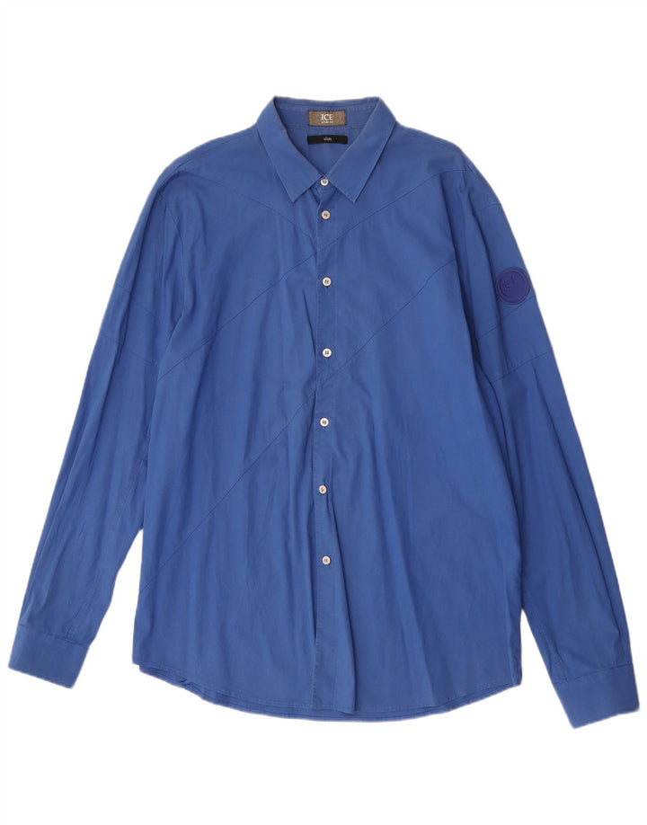 Camisa Slim Masculina Iceberg XL Azul Algodão