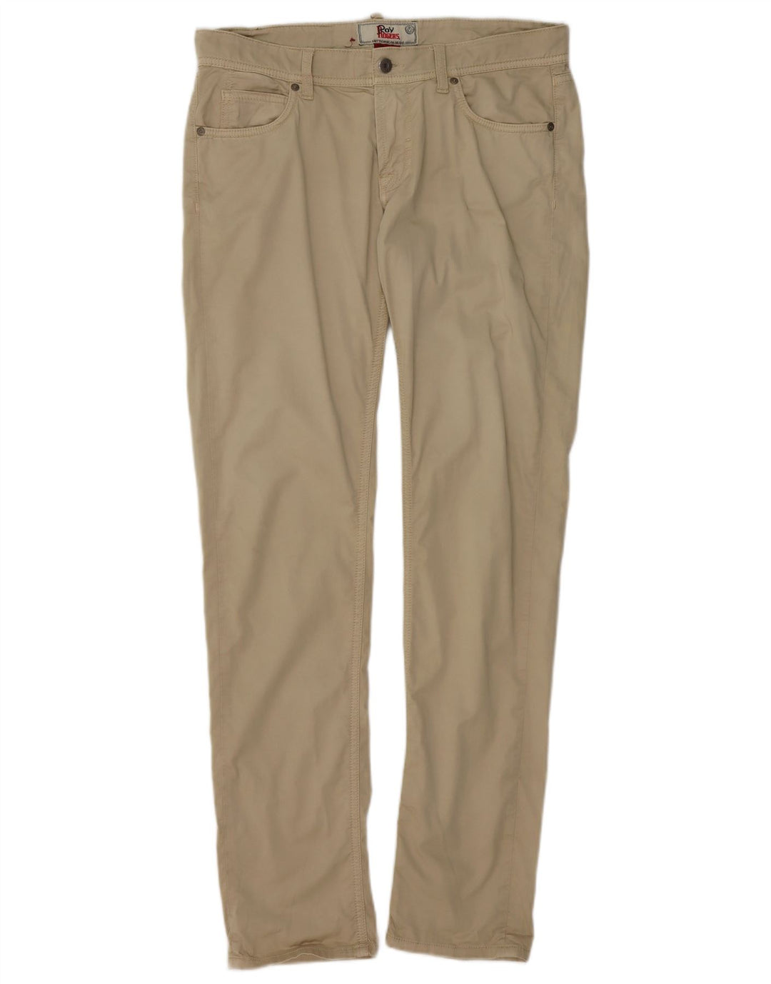 ROY ROGERS Calça casual masculina slim W32 L32 algodão bege