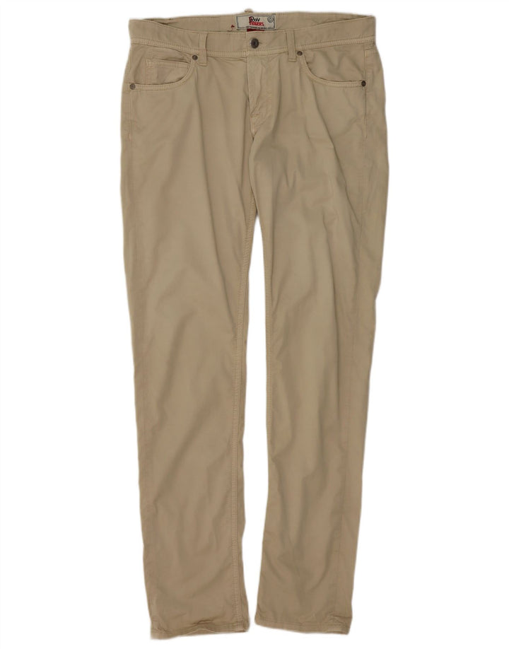 ROY ROGERS Calça casual masculina slim W32 L32 algodão bege
