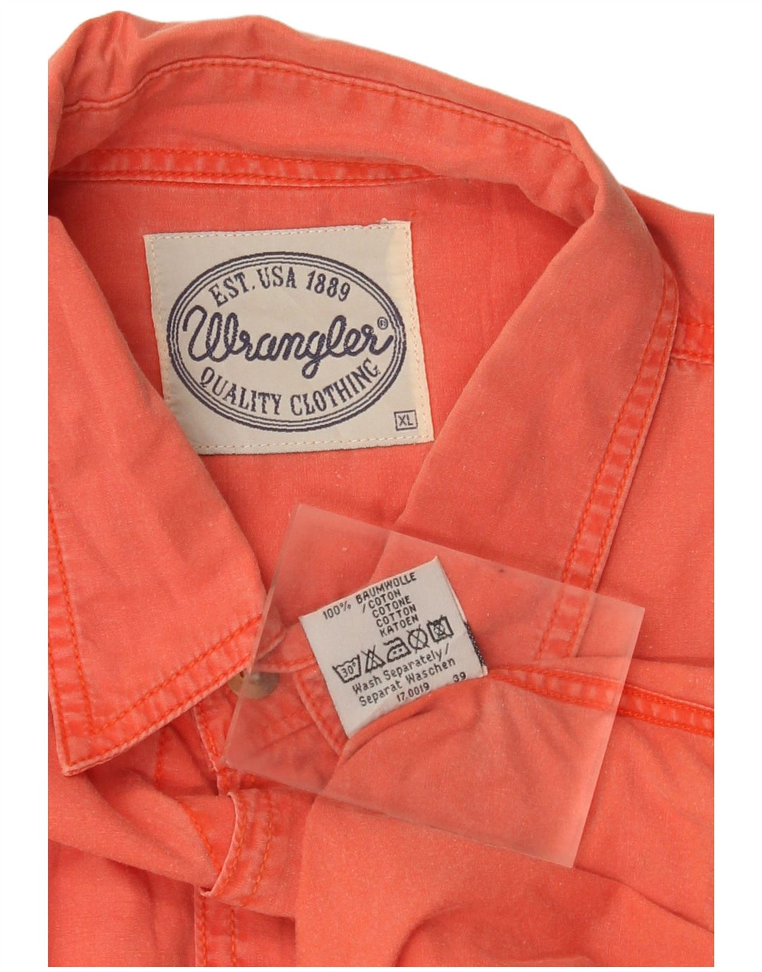 Camisa Wrangler masculina de manga curta XL laranja algodão