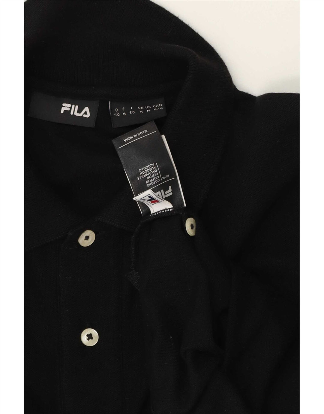 Camisa polo masculina Fila médio algodão preto