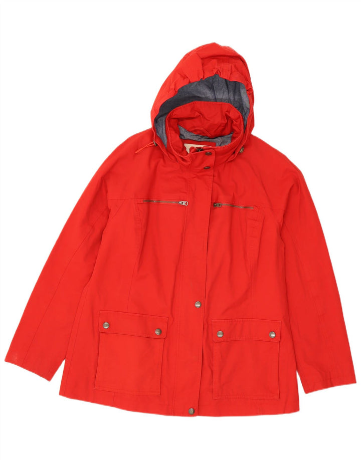 Jaqueta de chuva com capuz para mulheres Fat Face UK 14 Grande Algodão Vermelho