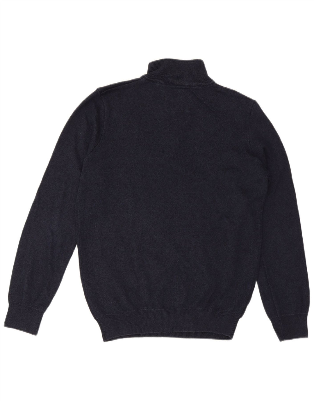 Suéter masculino Superdry com zíper e gola grande de algodão azul marinho