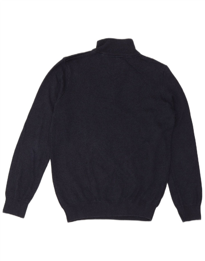 Suéter masculino Superdry com zíper e gola grande de algodão azul marinho