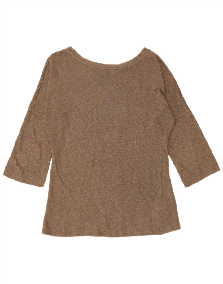 Top feminino Massimo Dutti manga 3/4 Reino Unido 10 pequeno cáqui