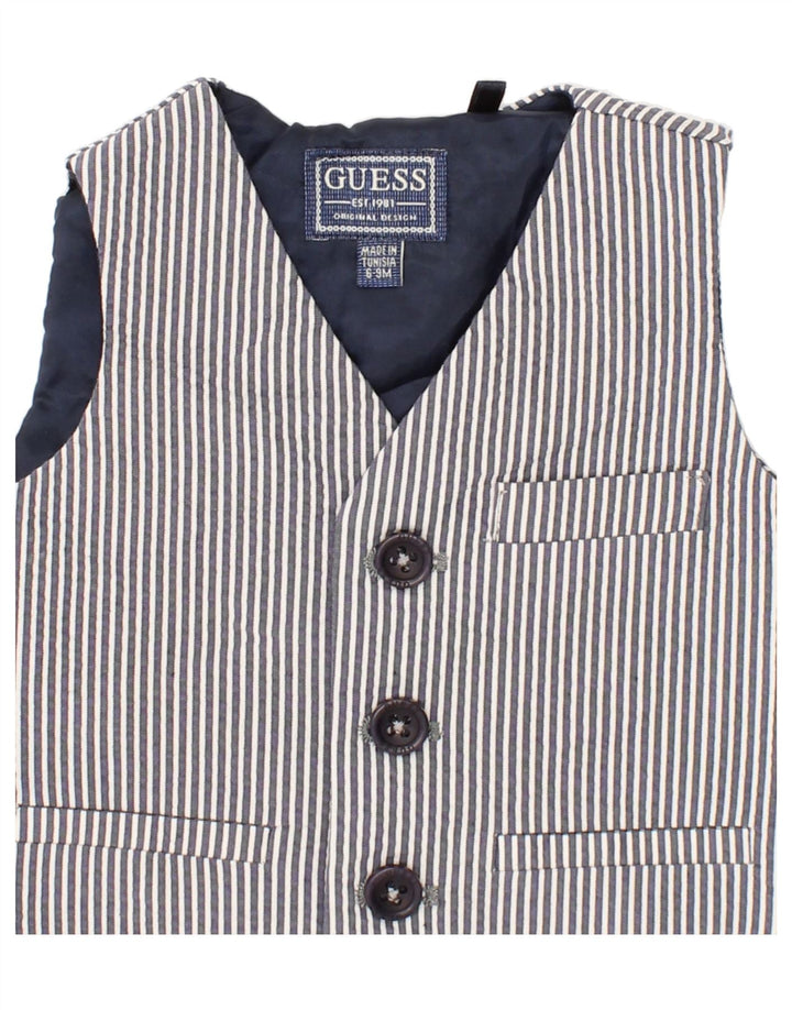 GUESS Baby Boys Gilet 6-9 Months Blue Striped Cotton Vintage Guess and Second-Hand Guess from Messina Hembry 