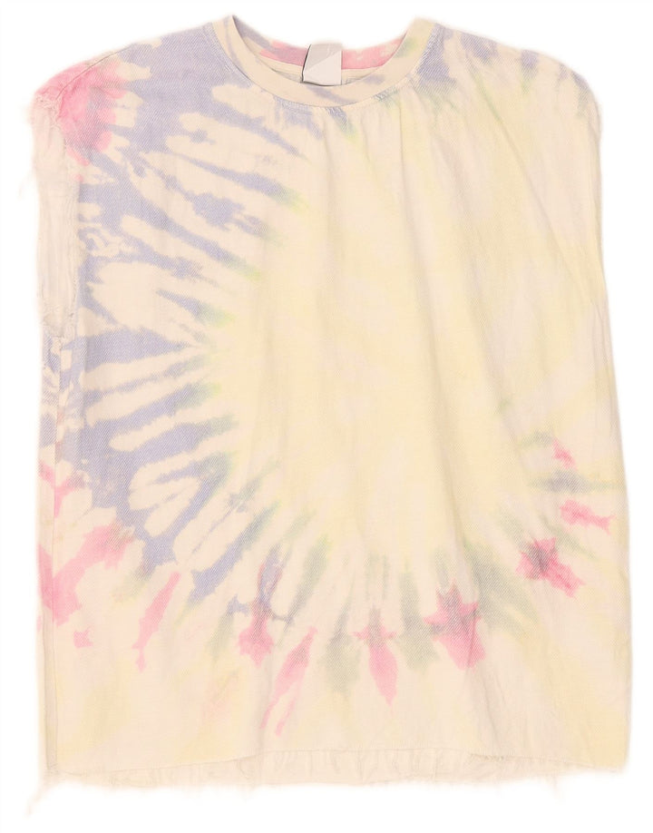 Zara Colete Masculino Top Pequeno Multicolorido Tie Dye Algodão