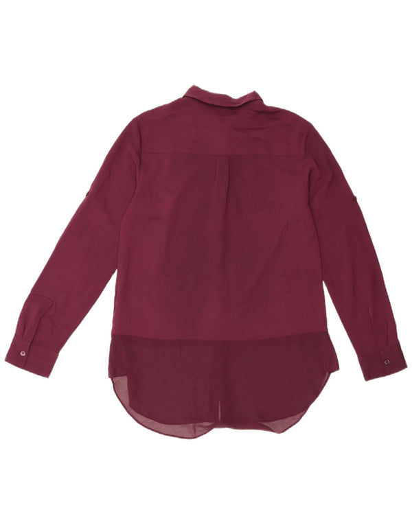 Blusa feminina Dkny Longline oversized Reino Unido 6 XS Borgonha Poliéster
