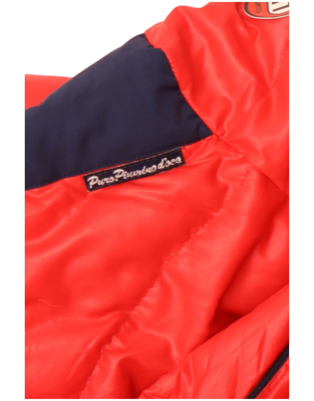 Jaqueta acolchoada masculina VINTAGE UK 40 grande poliamida colorblock vermelha