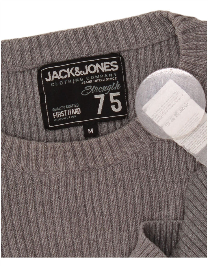 JACK & JONES Suéter masculino com gola redonda e algodão cinza médio