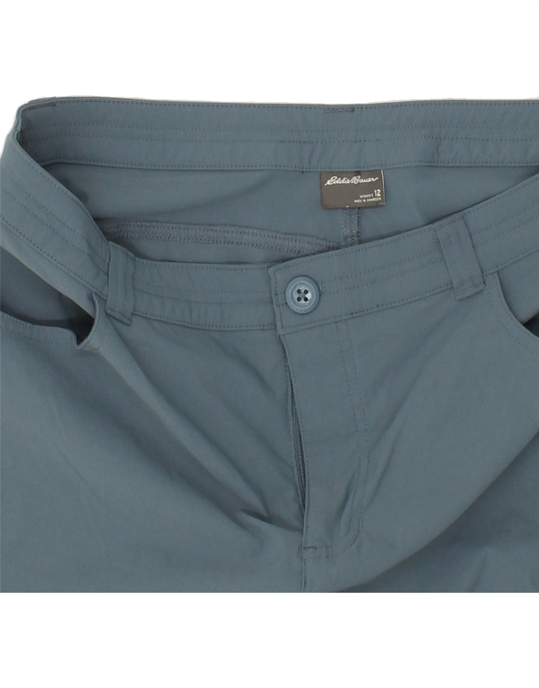 Calça cargo capri feminina EDDIE BAUER US 12 grande W36 L21 azul nylon