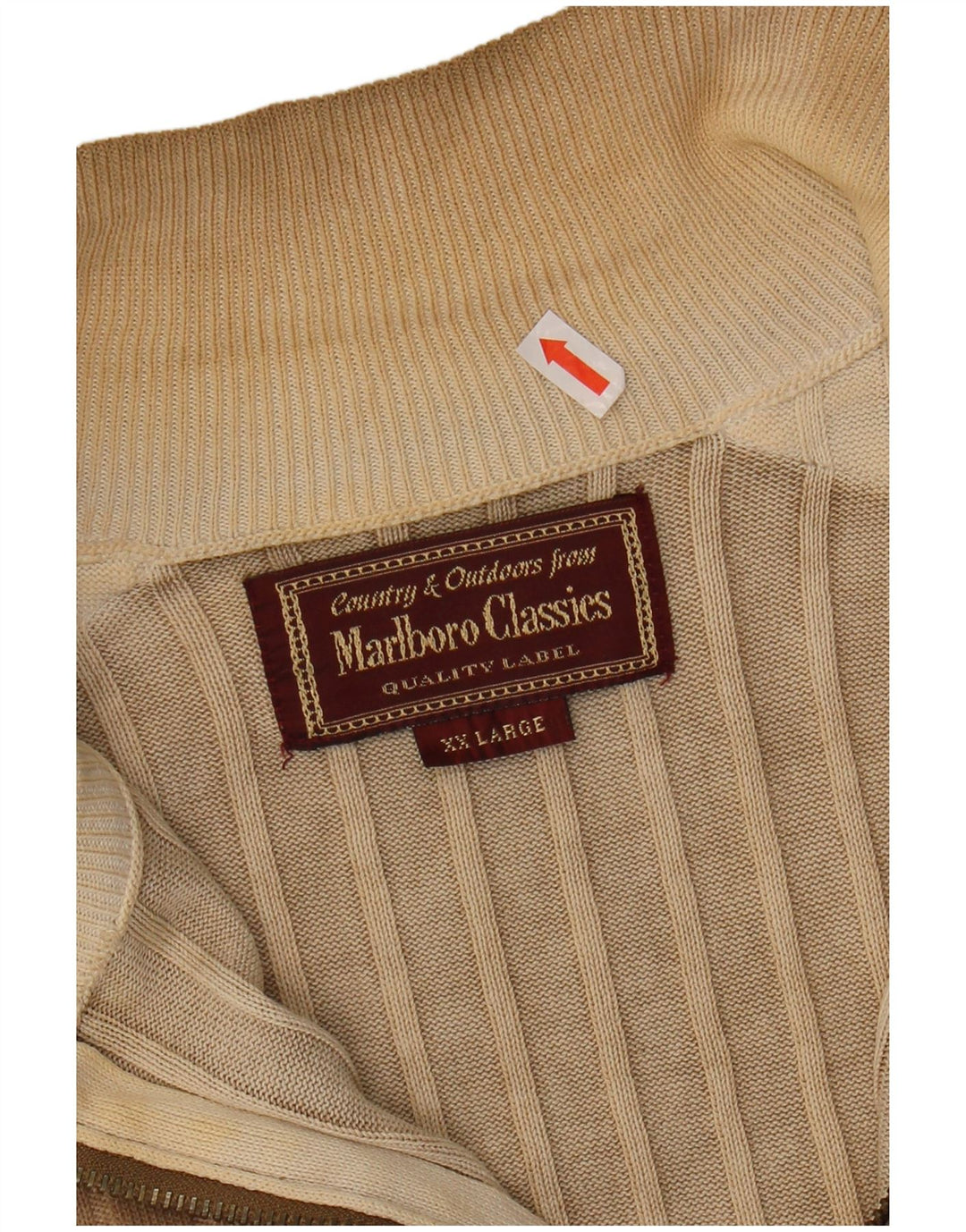 Suéter masculino MARLBORO CLASSICS com zíper e gola 2XL algodão marrom