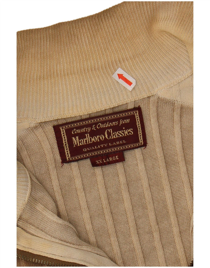 Suéter masculino MARLBORO CLASSICS com zíper e gola 2XL algodão marrom