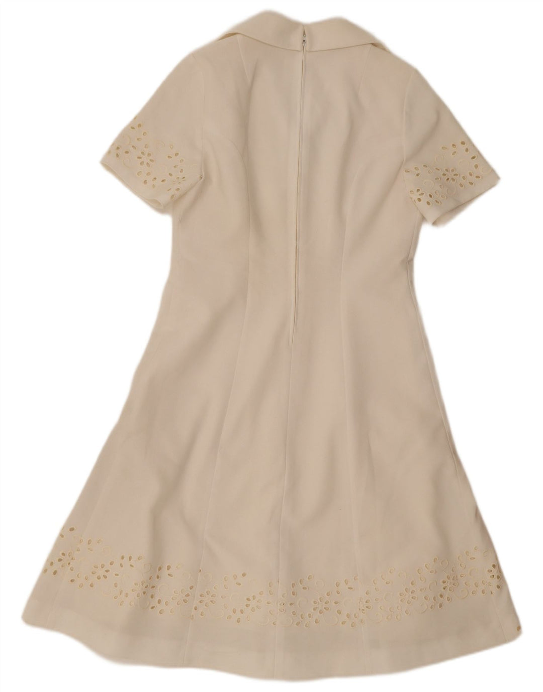 Vestido vintage feminino evasê IT 42 poliéster floral branco médio