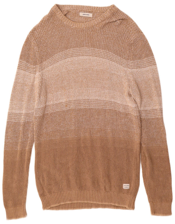 Suéter masculino Jack & Jones com gola canoa XL de algodão listrado marrom