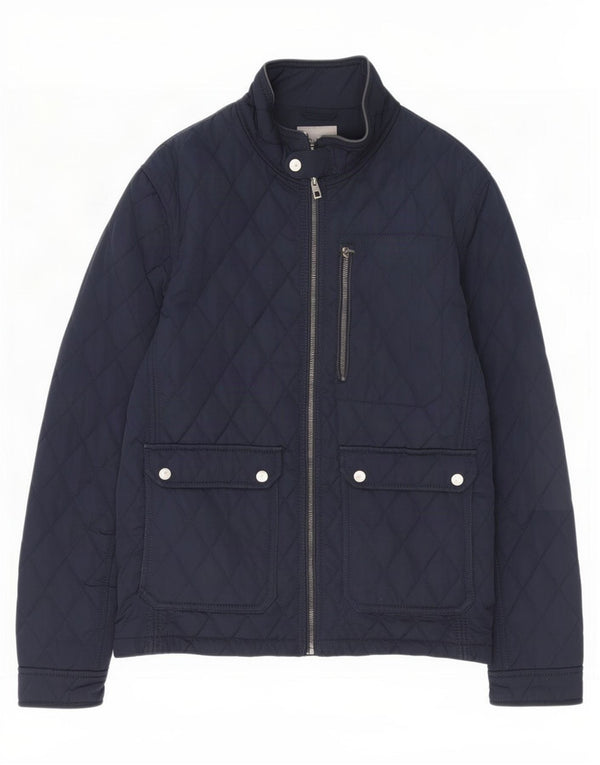 Jaqueta acolchoada masculina Zara UK 40 grande poliéster azul marinho