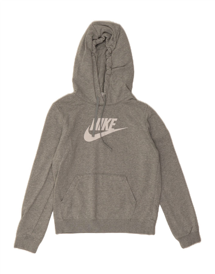 NIKE Womens Oversized Graphic Hoodie Jumper UK 6 XS Grey Cotton Vintage Nike and Second-Hand Nike from Messina Hembry 
