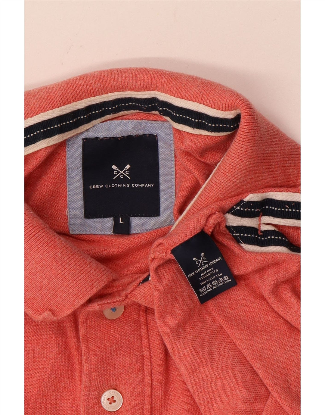 CREW CLOTHING Camisa polo masculina grande algodão laranja