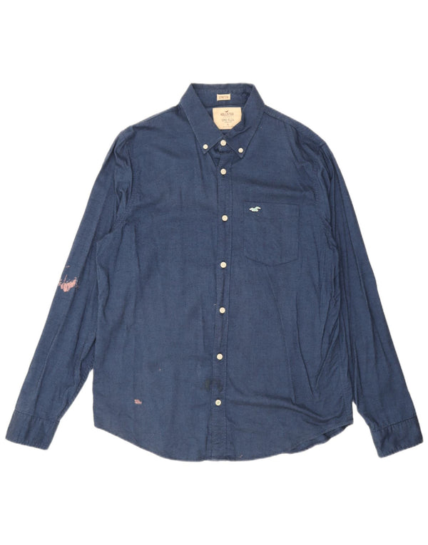 Camisa masculina Hollister XL azul algodão