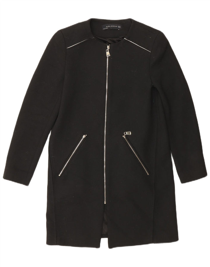 Sobretudo feminino Zara UK 6 XS preto poliéster