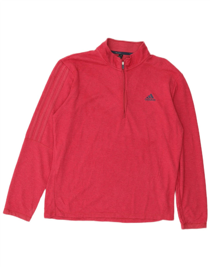ADIDAS Mens Zip Neck Pullover Treino Top Médio Algodão Rosa