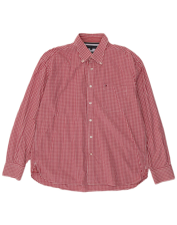 Camisa masculina Tommy Hilfiger 2XL algodão guingão vermelho
