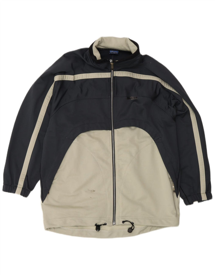 Asics Mens Tracksuit Top Jacket Grande Azul Marinho Colourblock Poliéster