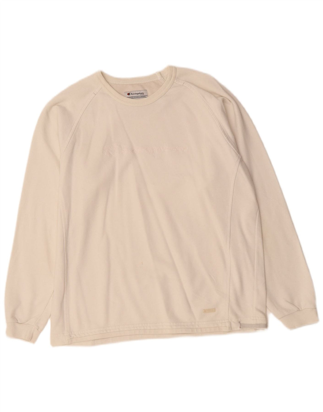 Champion feminino gráfico oversized moletom jumper UK 10 pequeno off white