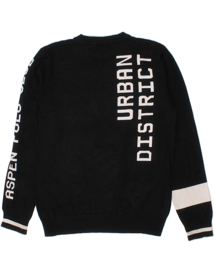 ASPEN Boys Graphic Crew Neck Jumper Sweater 7-8 Years Black Colourblock Vintage Aspen and Second-Hand Aspen from Messina Hembry 