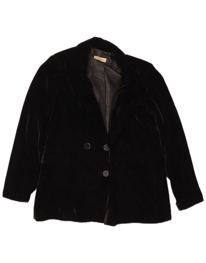 Jaqueta blazer feminina vintage de veludo com botões duplos UE 40 médio preto