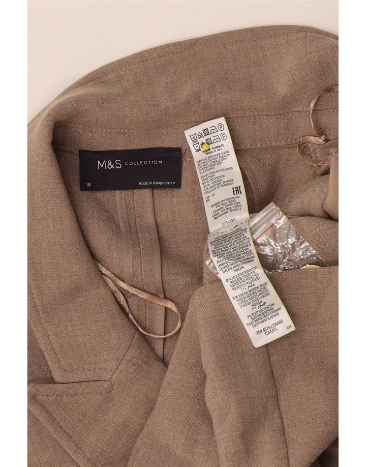 Jaqueta blazer feminina Marks & Spencer com peito duplo Reino Unido 18 XL bege