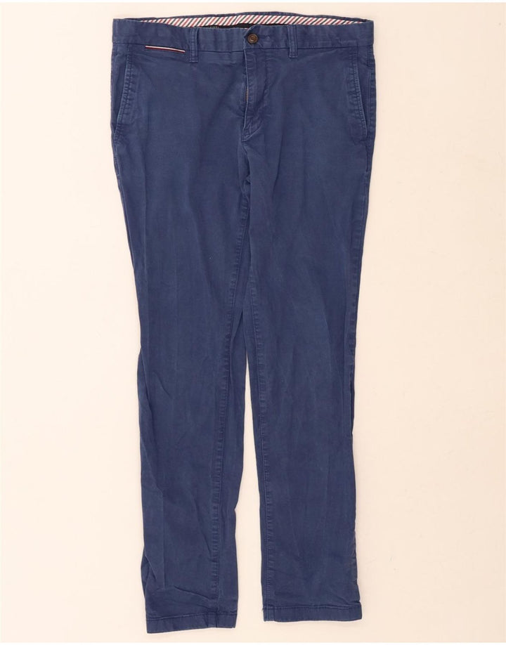 TOMMY HILFIGER Mens Slim Chino Trousers W34 L30 Blue Cotton Vintage Tommy Hilfiger and Second-Hand Tommy Hilfiger from Messina Hembry 