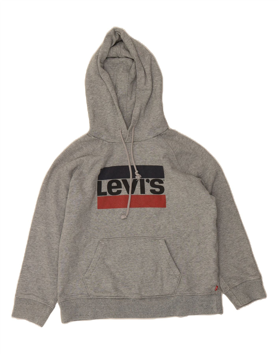 LEVI'S Womens Graphic Hoodie Jumper UK 14 Medium Grey Cotton Vintage Levi's and Second-Hand Levi's from Messina Hembry 
