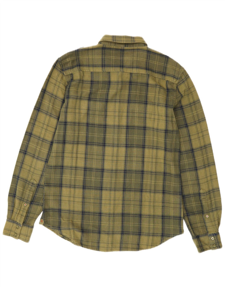 Camisa masculina de flanela Benetton médio cáqui algodão xadrez