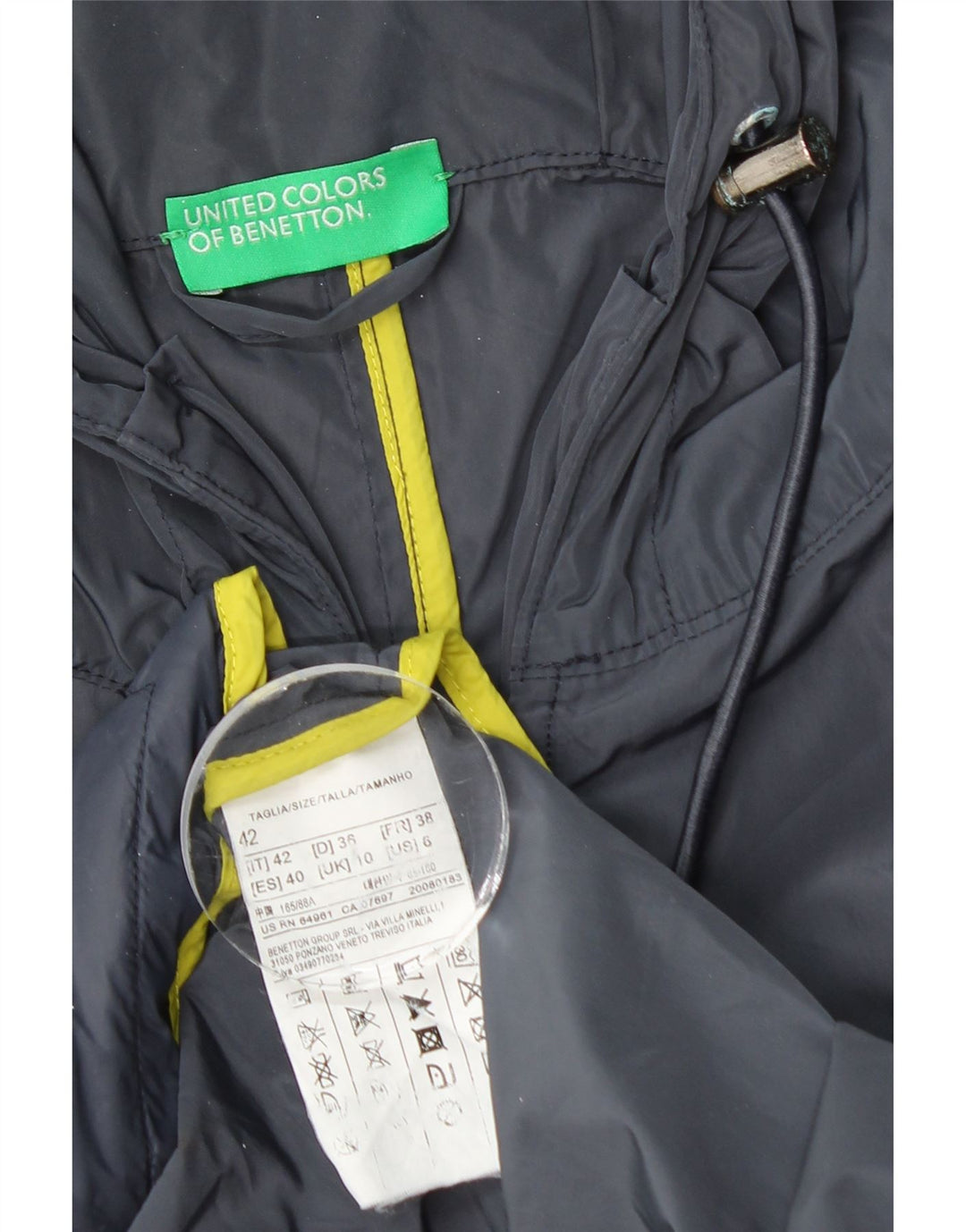 Capa de chuva feminina com capuz BENETTON UK 10 pequena azul marinho poliéster