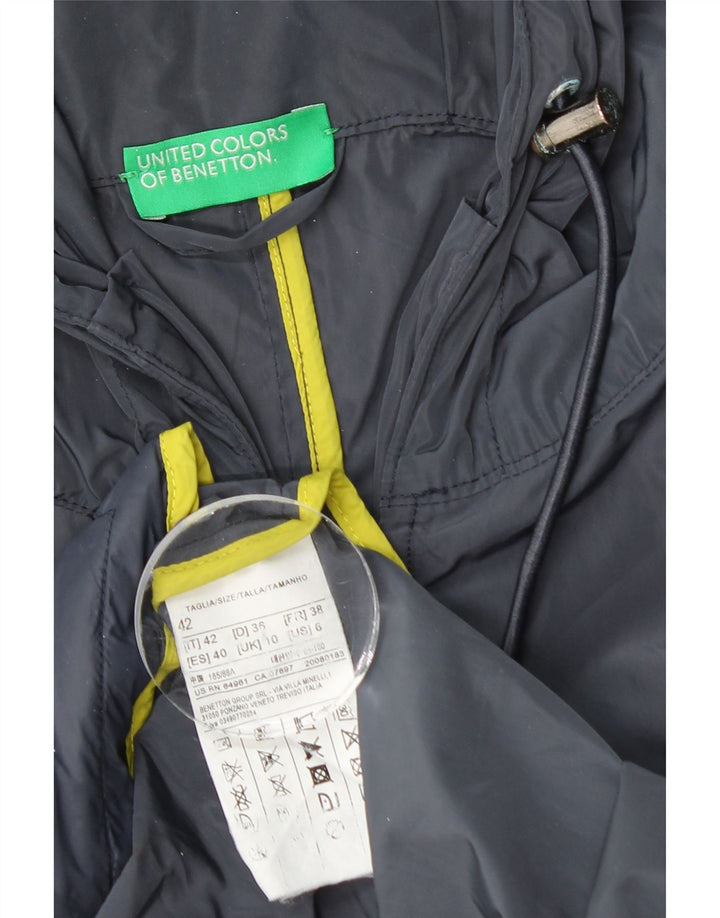 Capa de chuva feminina com capuz BENETTON UK 10 pequena azul marinho poliéster