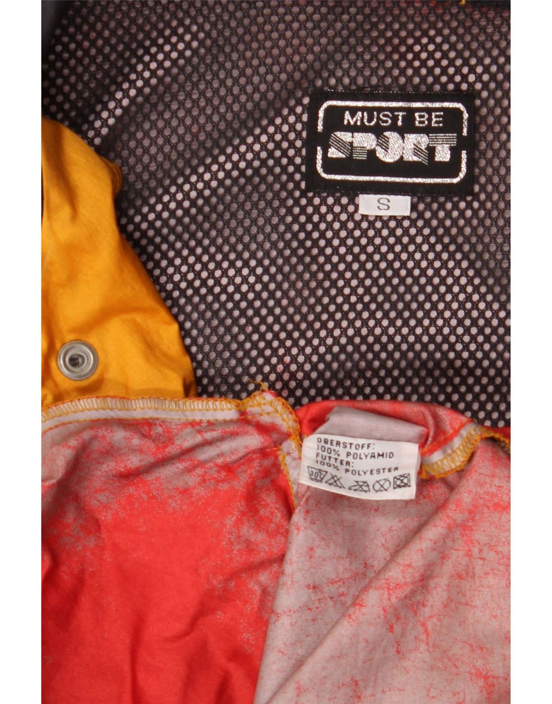 Capa de chuva masculina vintage gráfica UK 36 poliamida colorblock amarelo pequeno