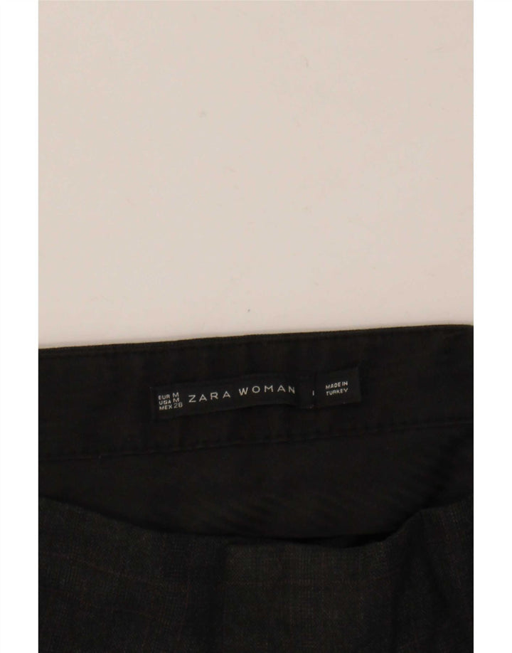 Zara Calça feminina cortada com pegged médio W28 L26 cinza xadrez