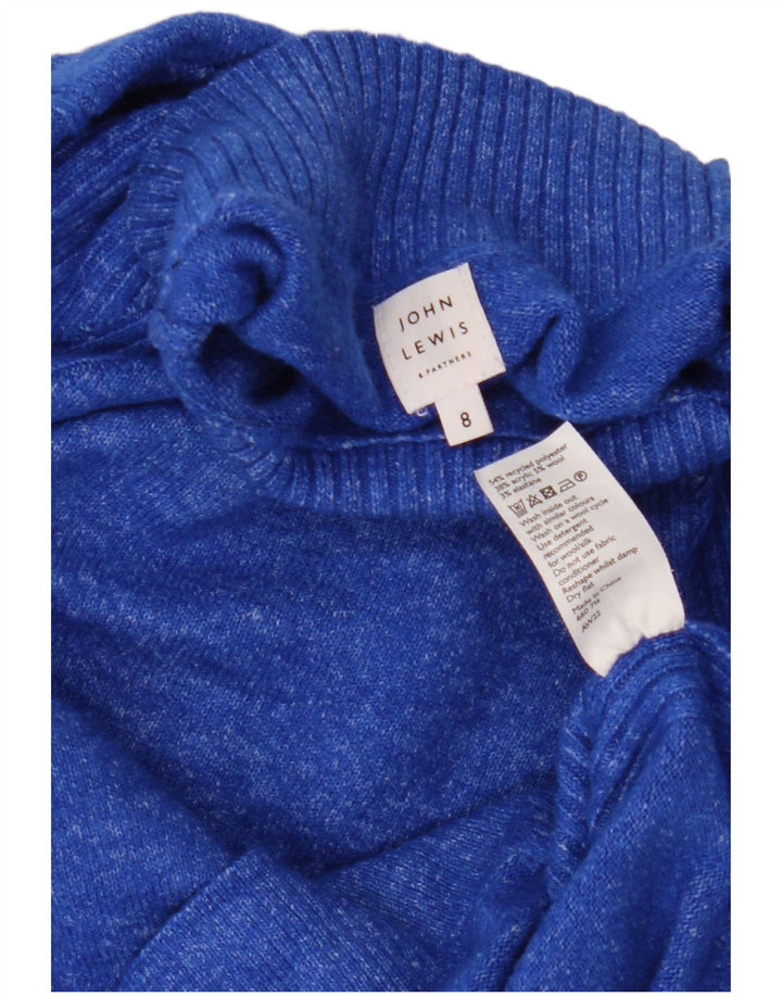 Suéter feminino John Lewis com gola alta e gola tartaruga Reino Unido 8 pequeno azul