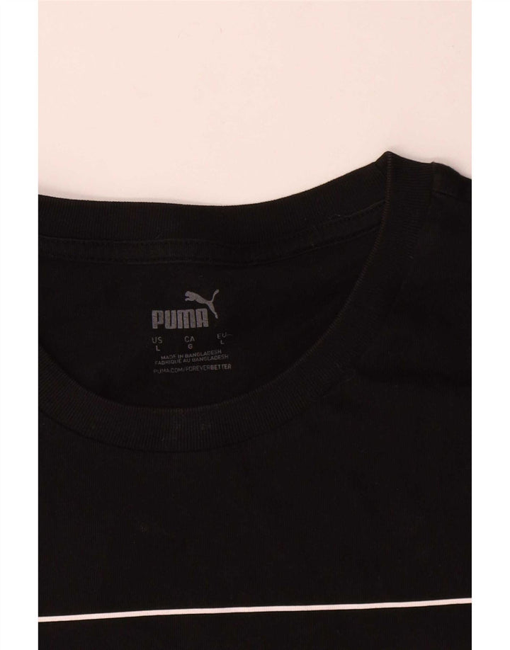 Puma Mens Graphic T-Shirt Top Grande Algodão Preto