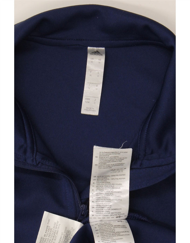 ADIDAS Mens Aeroready Zip Neck Pullover Treino Top Médio Azul Marinho