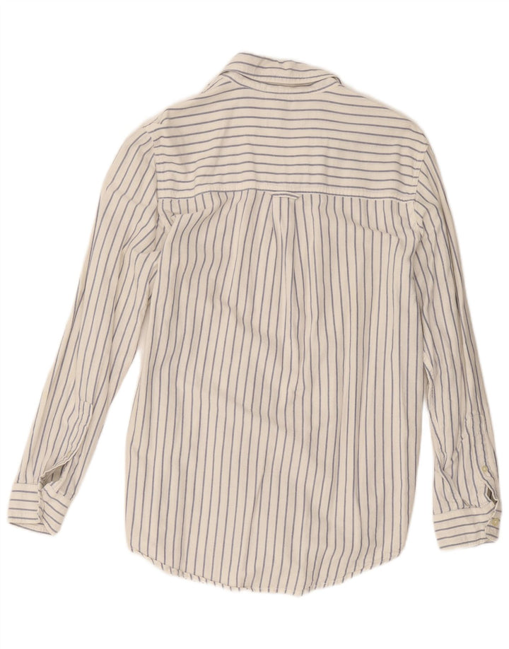 Camisa masculina Chaps pequena listrada branca de algodão