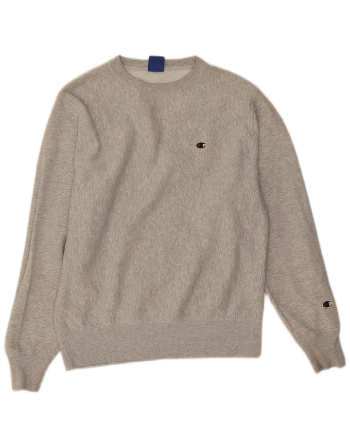 Champion moletom masculino jumper pequeno algodão manchado cinza